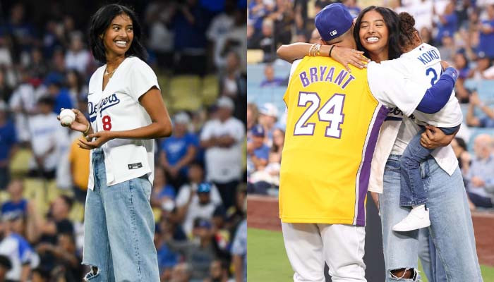 Kobe Bryant throws out the first pitch 