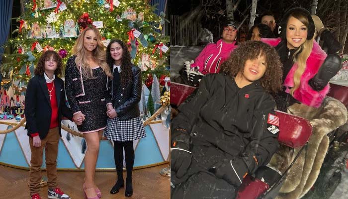 Mariah Carey spreads Christmas cheer with twins Monroe and Moroccan