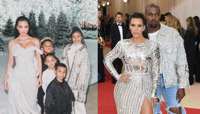 North West Rocks Kanye West S Iconic Jacket At Kim Kardashian S Christmas Eve Bash